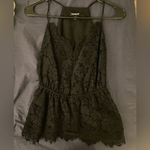 Express Black Lace Peplum Tank - NWT
